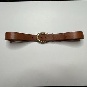 Ralph Lauren Brown Belt with Horseshoe with Solid Brass Buckle